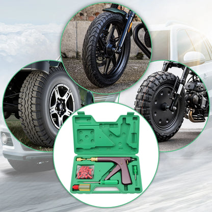 Auto & Motorcycle Tubeless Tire Repair Kit — Puncture Plug Gun for Car & Bike, Air Leak Fix Tool