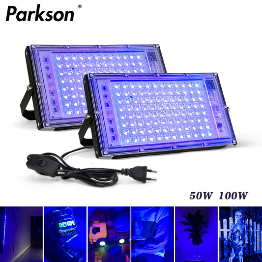395nm-400nm LED UV Floodlight — 50W/100W 220V Waterproof Ultraviolet Stage Blacklight for Disco & Party