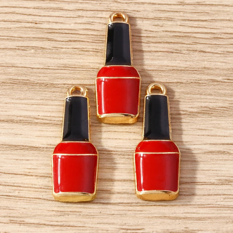 10PCS Cute Enamel Lips & Lipstick Charms – Pendants for Jewelry Making, Earrings, Necklaces & Bracelets DIY Crafts