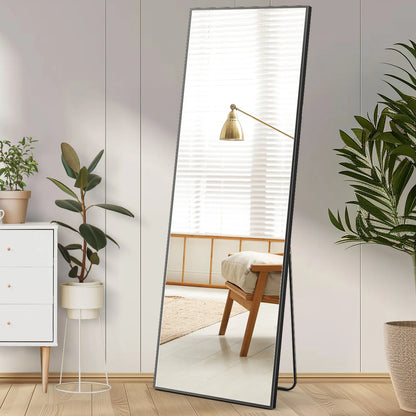Full Body Wall Mirror 59"x16" – Standing or Wall-Mounted with Aluminum Alloy Frame for Bathroom & Bedroom