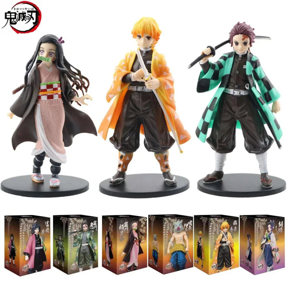 Demon Slayer Anime Figures – Kimetsu No Yaiba Tanjiro Nezuko Zenitsu Inosuke Action Doll Toys