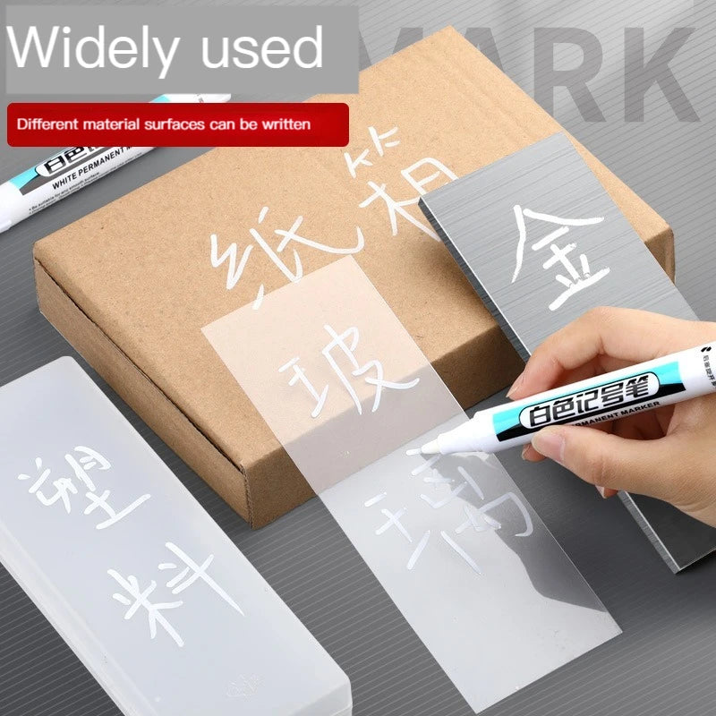 White Permanent Paint Pen Set (1/4 Pcs): Ideal for Wood, Rock, Plastic, Leather, Glass & More - 0.7mm Deep Hole Marker