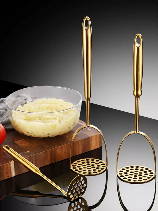 Stainless Steel Kitchen Masher: Manual Potato, Garlic & Pumpkin Crusher - Essential Home Utensil