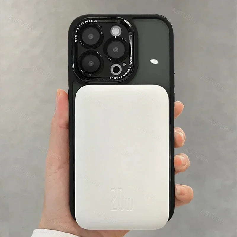 Luxury Magnetic Metal Lens Case – Hard Clear Protective Cover for iPhone 16, 15, 14, 13, 12, 11 Pro Max with Wireless Charging