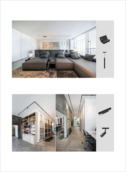 LED Magnetic Track Light Grille, Modern Embedded Flexible Linear Flood Lamp, DC48V Ceiling Spotlight for Indoor Living