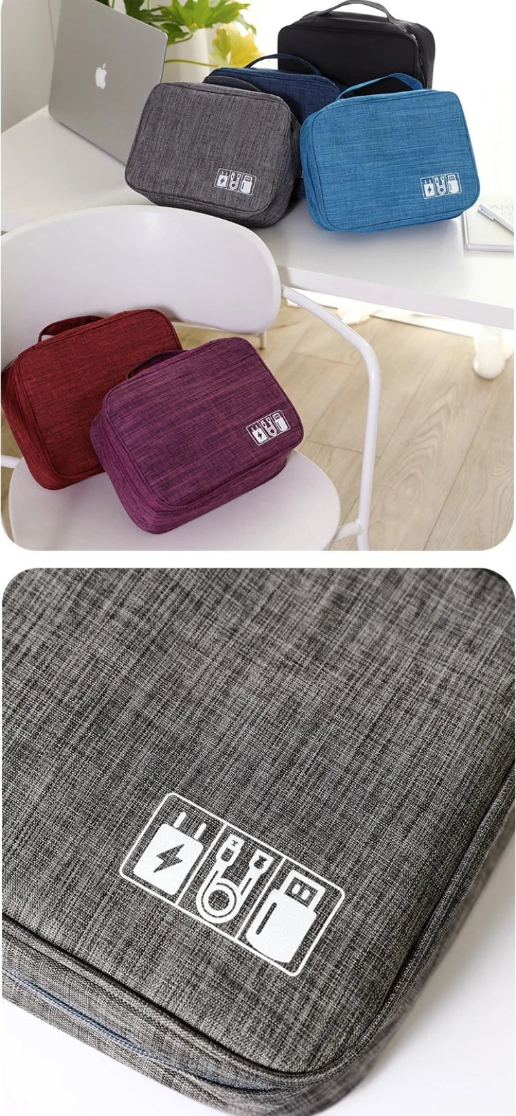 Waterproof Portable Cable Storage Bag – Digital Organizer for USB Cables, Chargers & Travel Accessories