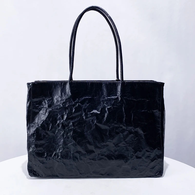 2025 Women’s Pleated Tote Bag – Luxury Vintage Oil-Wax Handbag, Large Capacity Shoulder Purse