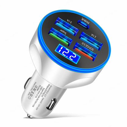 4 USB PD 250W Car Charger: Type C Fast Charging Adapter for iPhone, Samsung, Huawei, Xiaomi - QC 3.0 Compatible