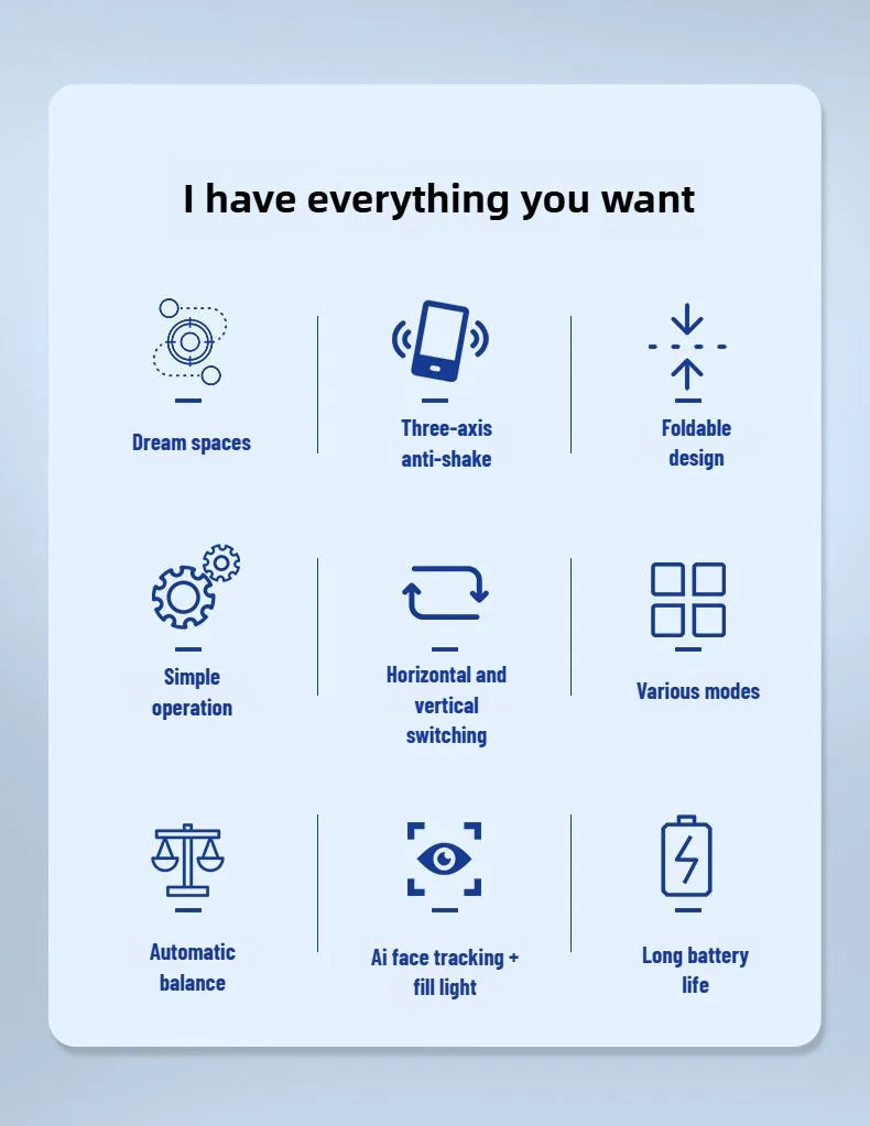 3-Axis Mobile Gimbal Stabilizer – Phone Video Recorder with Face & Object Tracking for Android & iPhone