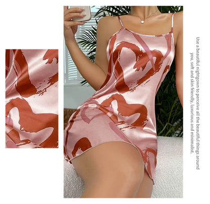 Women’s Sexy Satin Slip Nightdress - Backless Cross Strappy Sleepwear for Luxurious Comfort