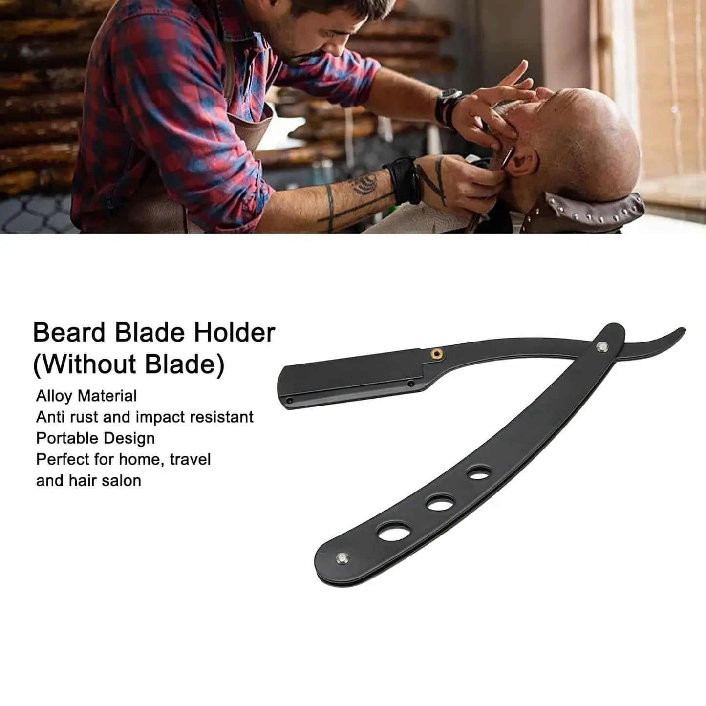 1 Holder + 10/20 Blades Straight Folding Shaver — Men's Manual Razor with Sharp Barber Blade