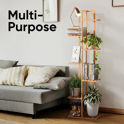 Tall Bamboo Corner Plant Stand Rack – Multi-Tier Flower Holder Shelf for Indoor & Outdoor Use
