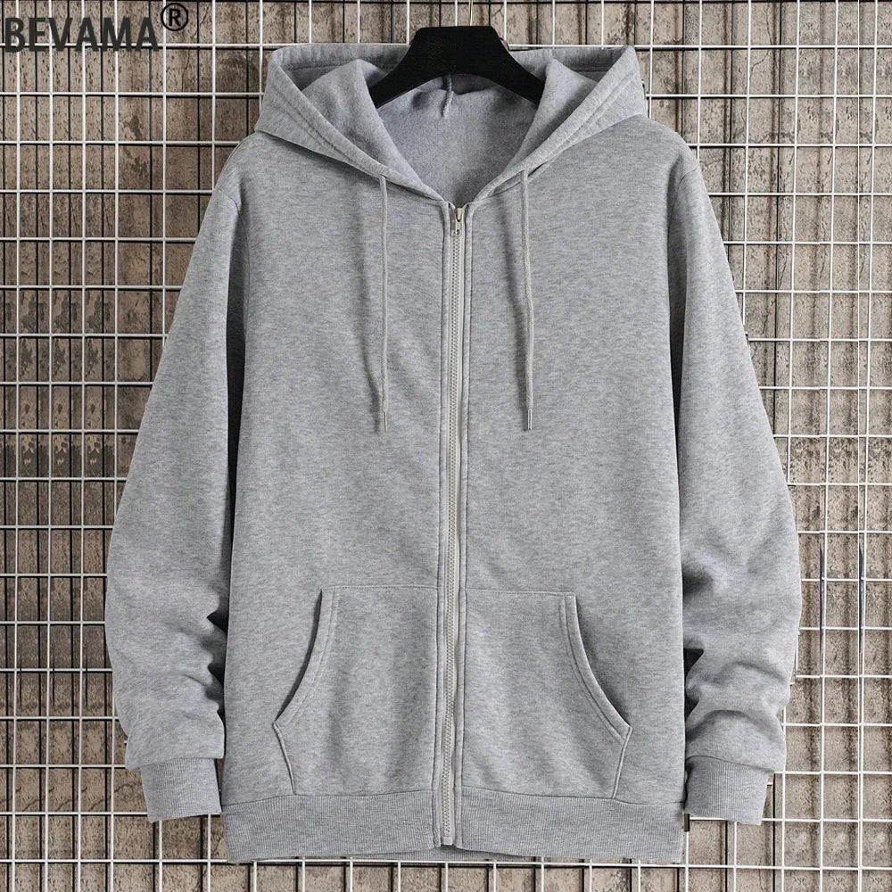 Men’s Fleece Zip-Up Hoodie – Classic Casual Zipper Jacket for Running | Y2K Hip Hop Streetwear