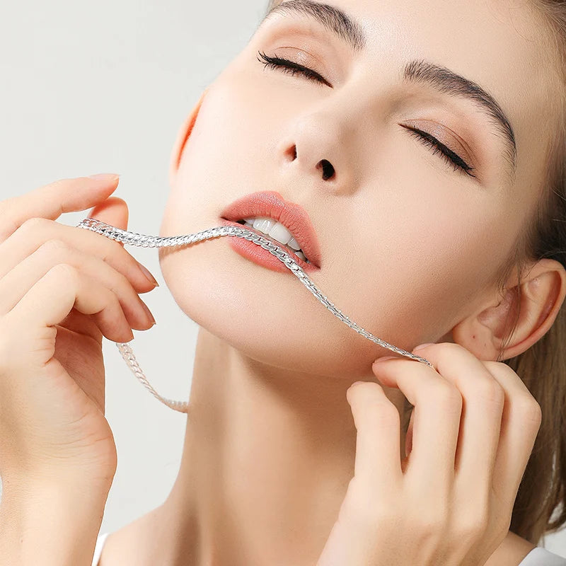 18K Gold/Silver 6mm Full Sideways Necklace – 8/18/20/24 Inch Chain for Women & Men, Fashion Wedding & Engagement Jewelry