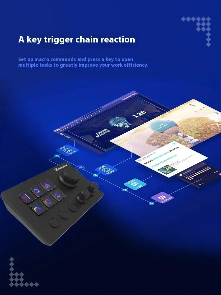 Mirabox N3 Streamdeck Keypad — Mini Customizable Macro Keyboard with Screen & Knob for Desktop