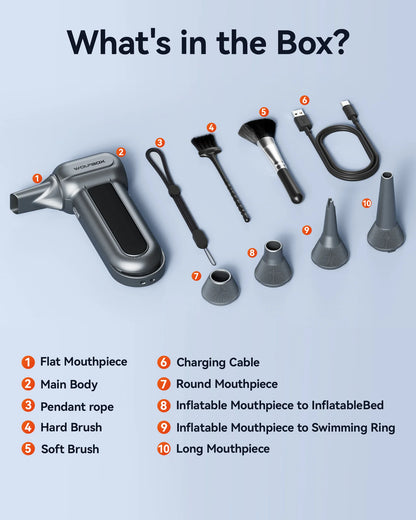 WOLFBOX MF100 Compressed Air Duster – 150000RPM Rechargeable Electric Fan Blower for Cleaning with Long Battery Life