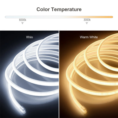 110V 220V COB LED Strip Lights: CRI RA90 288LEDs/m Flexible Waterproof Outdoor Lamp with EU Plug for Kitchen Home Room Decoration
