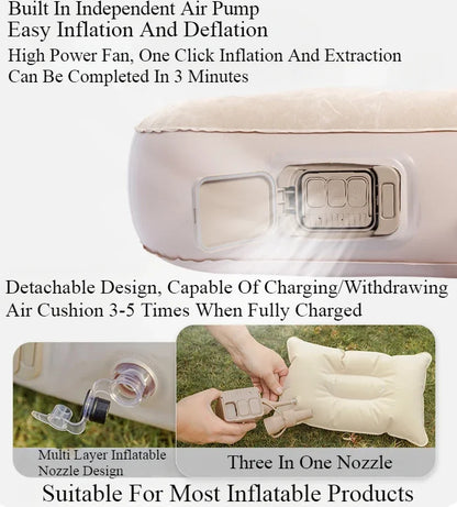 MOUNTAINHIKER 2025 Inflatable Air Mattress - PVC Glamping Camping / interior Bed Mat with Built-In Pump for 1-3 Person