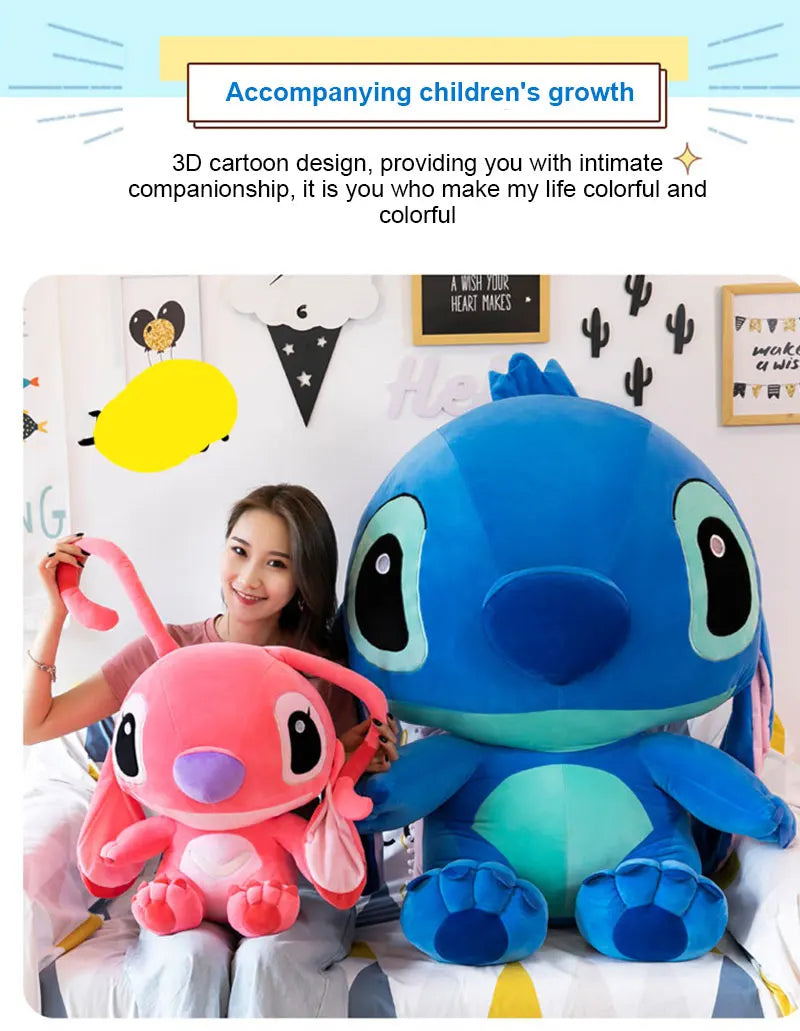 20-60cm Giant Lilo & Stitch Plush – Cartoon Stuffed Anime Toys, Pendant Pillow for Kids Birthday Gift