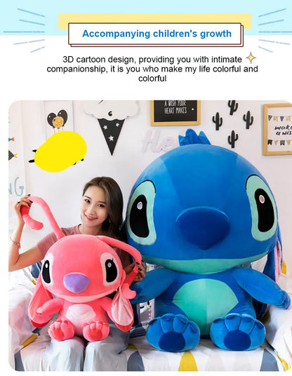 20-60cm Giant Lilo & Stitch Plush – Cartoon Stuffed Anime Toys, Pendant Pillow for Kids Birthday Gift