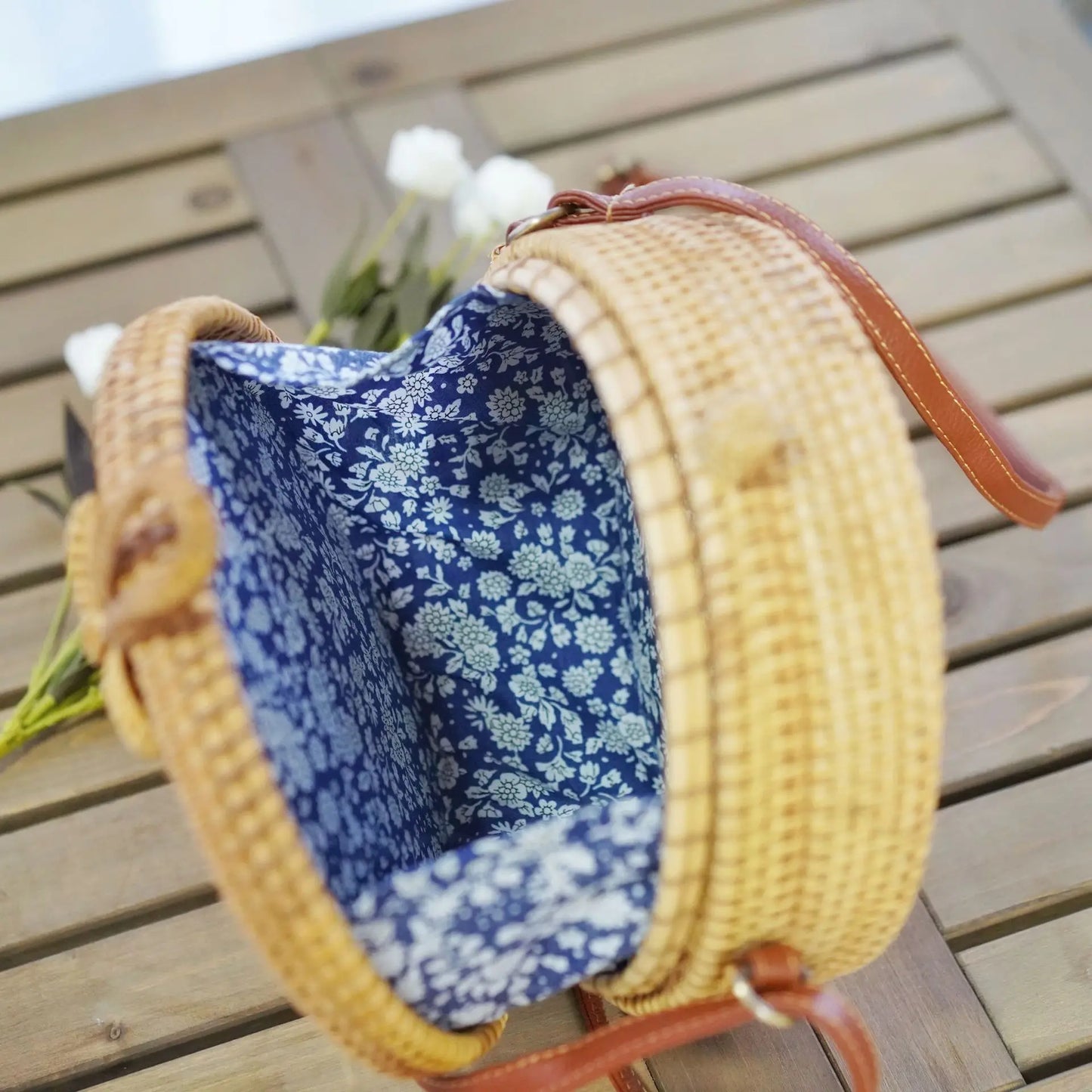 Handmade Straw Bag – Women’s Summer Rattan Beach Handbag, Boho Woven Circle Tote
