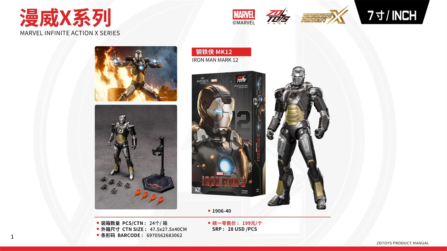 ZDTDS Iron Man & War Machine Legends Action Figures – MK37 Hammerhead, MK12, MK38 Igor, MK9 Iron Patriot Collectible Toy