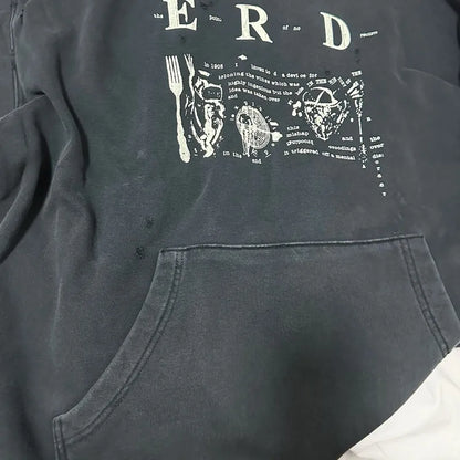 2025SS Ripped E.R.D. Hoodie – Men & Women Slogan Print Short Wide Sweatshirt