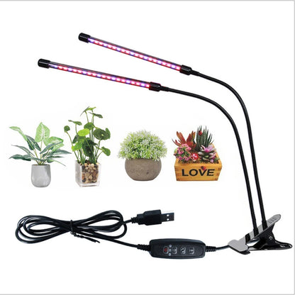 1/2/3/4 Head LED Plant Grow Light — Clip-On Full Spectrum Lamp with USB, Dimmable, Timer & 3-Color Switching for Indoor Plants