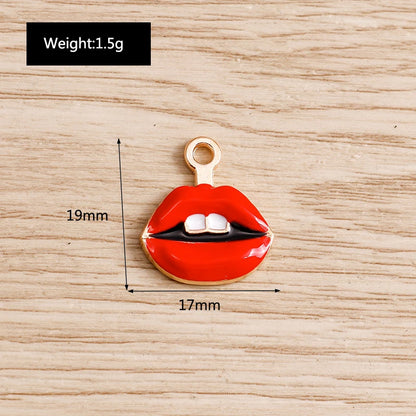 10PCS Cute Enamel Lips & Lipstick Charms – Pendants for Jewelry Making, Earrings, Necklaces & Bracelets DIY Crafts