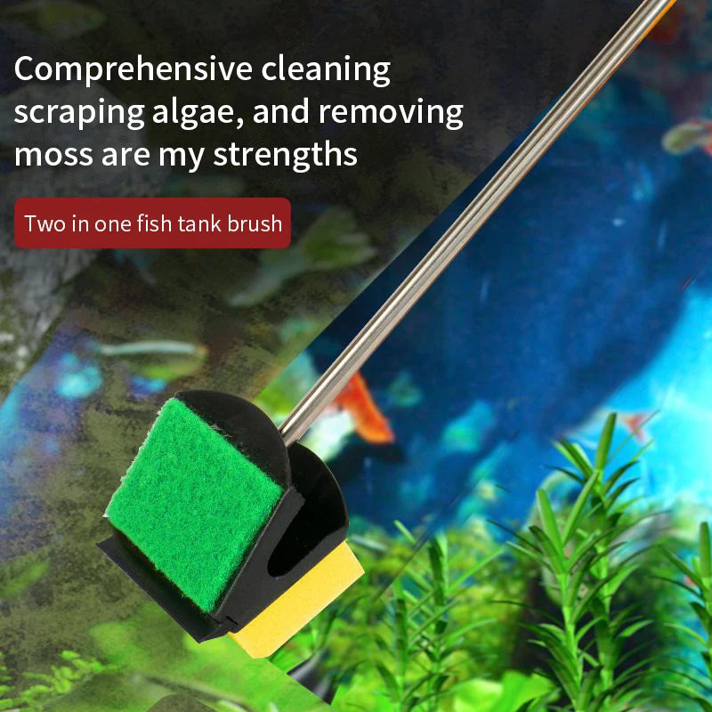 Fish Tank Long Handle Brush – Double-Sided Cleaning Brush for Aquariums, Aquarium Cleaning Tools
