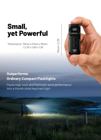 NITECORE TUP2 Mini EDC Keychain Flashlight – USB-C Rechargeable 1200 Lumen for Camping