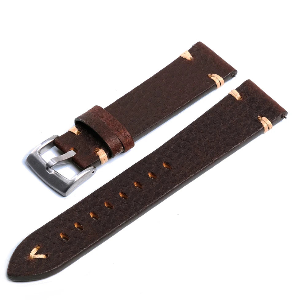 Genuine Leather Watch Straps - Vintage Italian Distressed Smart Watch Bands 20mm & 22mm for Men