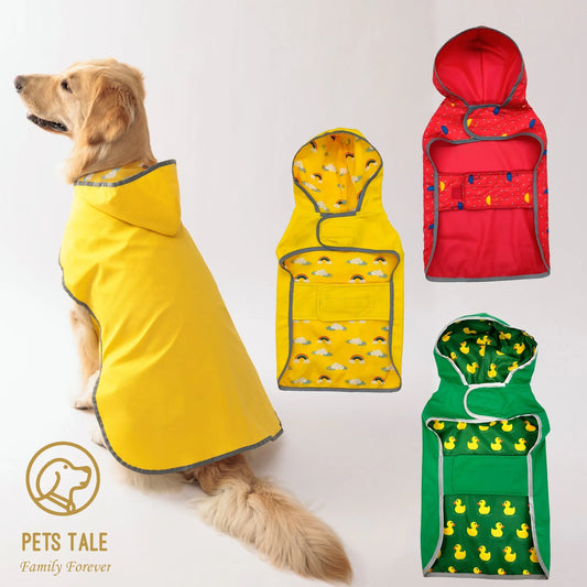 Double-Layer Yellow Raincoat for Dogs: Keep Your Pup Dry & Stylish with Two-Way Wear!