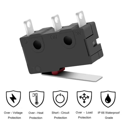 5Pcs Mini Micro Limit Switch - 5A 125/250V AC SPDT with Short Lever Arm & Snap Action Button