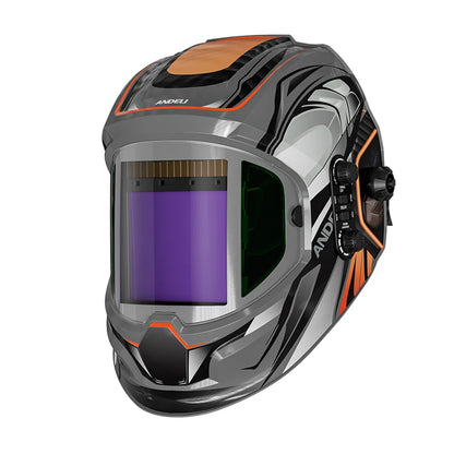 ANDELI Auto Darkening Welding Helmet - Panoramic 180° Large Viewing with Side View - True Color Solar Powered Welding Mask