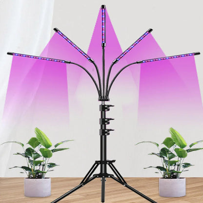USB LED Plant Growth Lamp with Floor Stand — Full-Spectrum Hydroponic Light, Dimmable Timer for Indoor Flowers & Plants