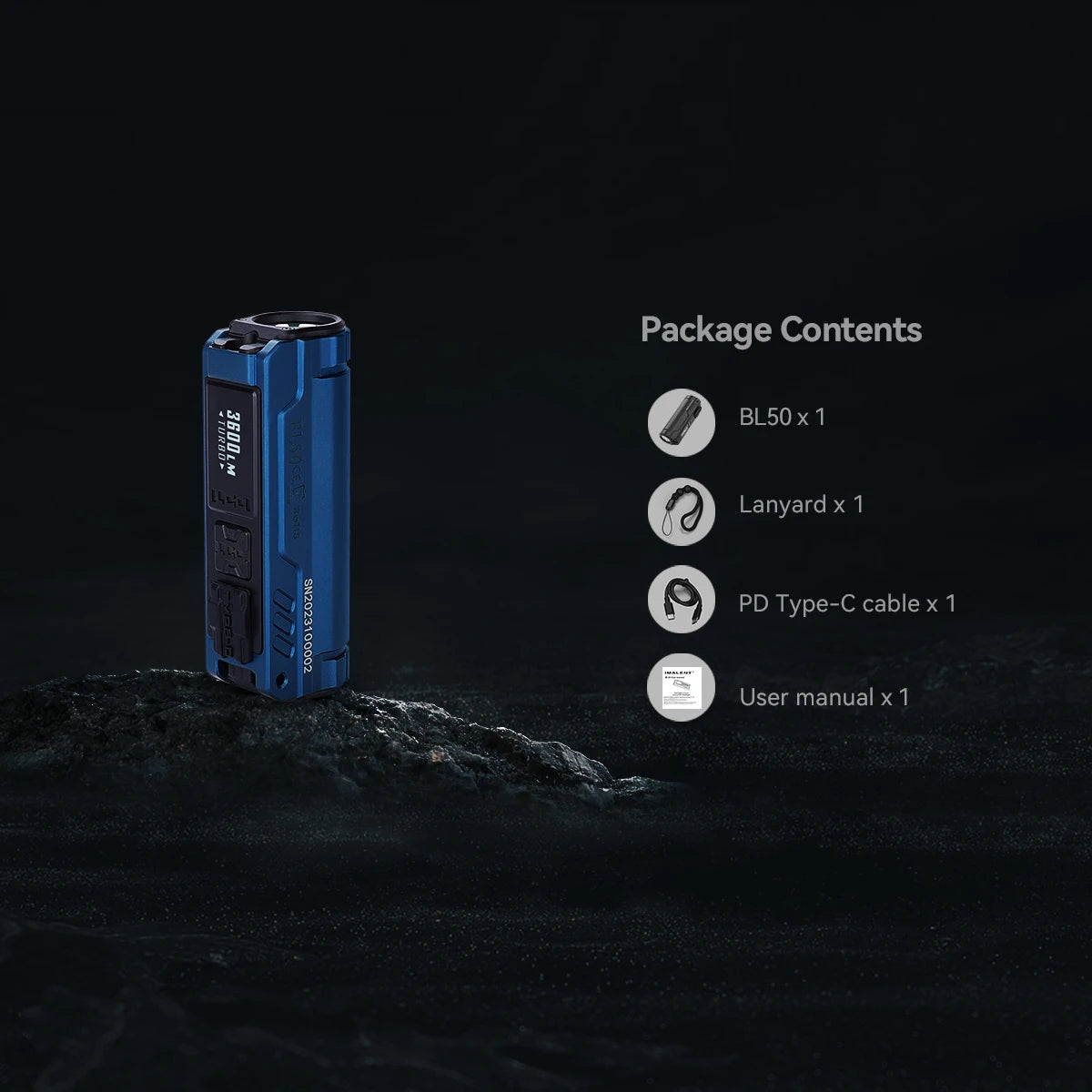 IMALENT BL50 EDC Flashlight – 3600 Lumen Cree XHP50 HI LED, Type-C Rechargeable Dual Light for Camping & Work