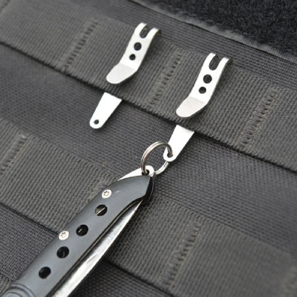 1-5PC Multitools Pocket Clips - Stainless Steel Mini Key Buckles, Waist Belt Hanging Clip & Carabiner for Outdoor Gadgets