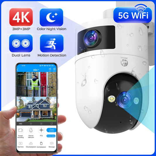 4K PTZ IP Outdoor Security Camera – Waterproof Dual Lens, 5G WiFi, Auto Tracking & Baby Monitor