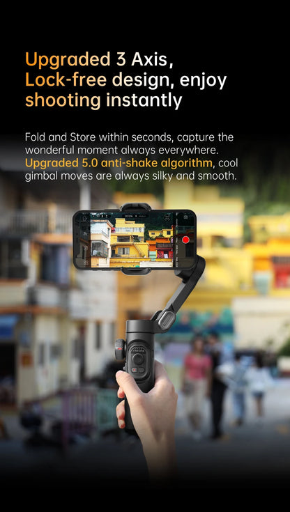 AOCHUAN 3-Axis Handheld Gimbal Stabilizer – SmartXE for iPhone & Android with AI Face Tracking for TikTok & Vlog