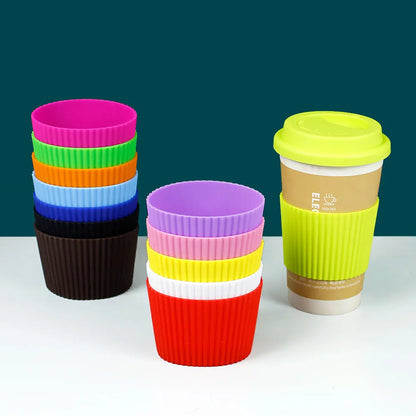 Silicone Coffee Cup Cover & Sleeve — Anti-Scalding, Anti-Slip Universal Tapered Thread Mug Protector for Ceramic & Glass Cups