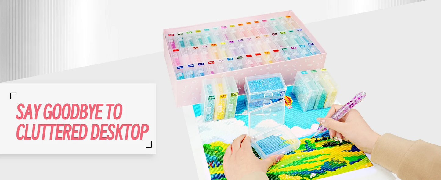45pcs Diamond Painting Accessories – 2 in 1 Storage Trays with Lids & Bead Organizer