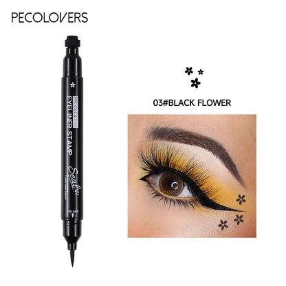 2-in-1 Black Liquid Eyeliner – Double-Head Moon Stamp Pencil, Quick-Dry Non-Smudge Long-Lasting Eye Makeup
