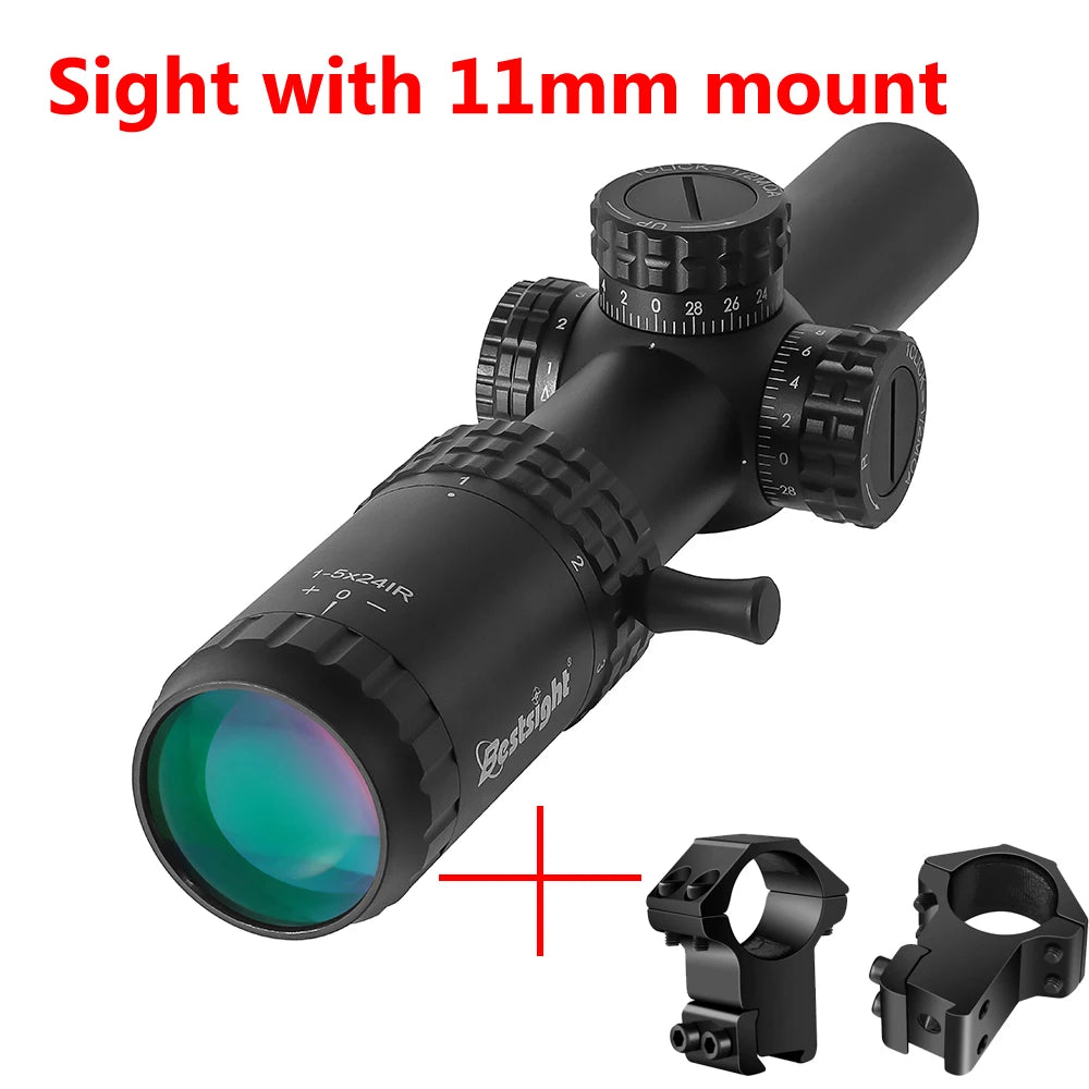 1-5X24 Tactical Rifle Scope – Red & Green Illuminated Reticle for AR15 Hunting