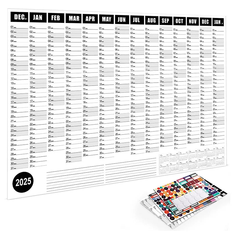 2024-2025 Kawaii Wall Calendar Planner – Large Schedule Organizer, To-Do List, Target Tracker, Office Supplies