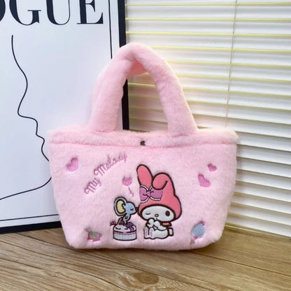 Sanrio Anime Plush Handbag – Hello Kitty, My Melody, Cinnamoroll & Kuromi Shoulder Cosmetic Bag