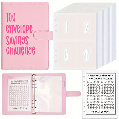100 Envelopes Money Saving Challenge Binder – Password Lock Budget Organizer for Cash, Expense & Cost Management Notebook Binder