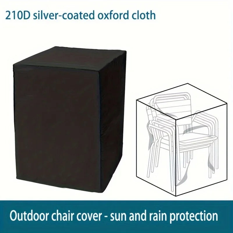 Outdoor Garden Waterproof Chair Cover — Black Balcony & Stacking Chair Protector for Open-Air Furniture