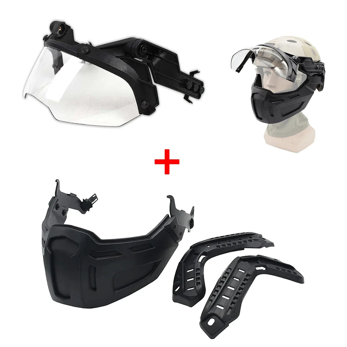 Tactical FAST Helmet Half Face Mask with Flip Goggles – Airsoft, Paintball, and Hunting Gear Accessories