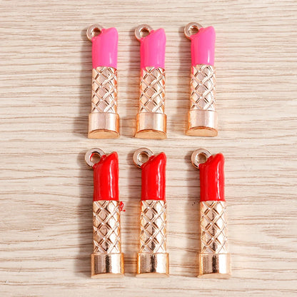 10PCS Cute Enamel Lips & Lipstick Charms – Pendants for Jewelry Making, Earrings, Necklaces & Bracelets DIY Crafts